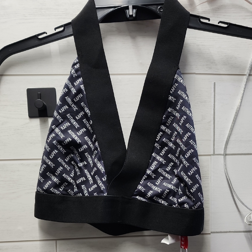 NWT Kappa Black and White Halter Bralette